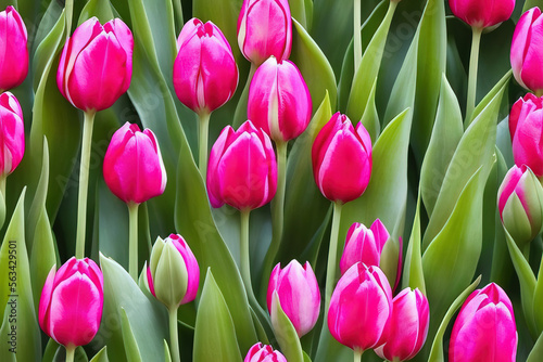 Colorful Dutch Tulips Seamless Background