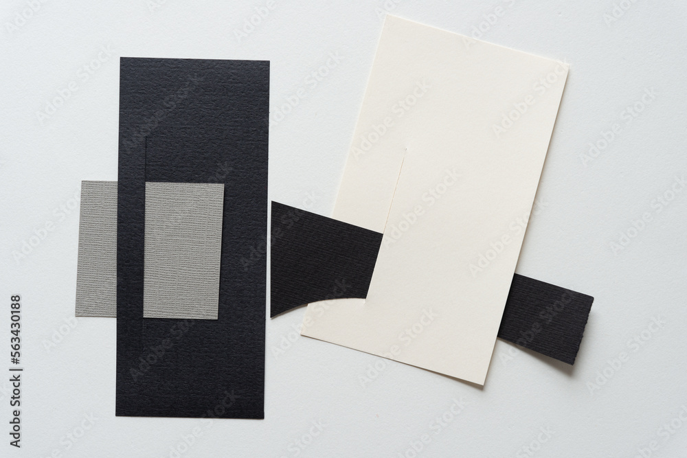 Fototapeta premium black, gray, and white paper squares or rectangles shapes