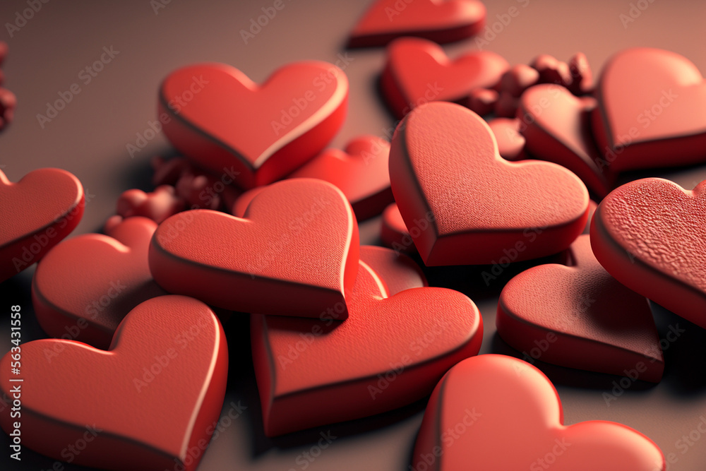 Obraz premium a pile of thin red hearts made by generative ai