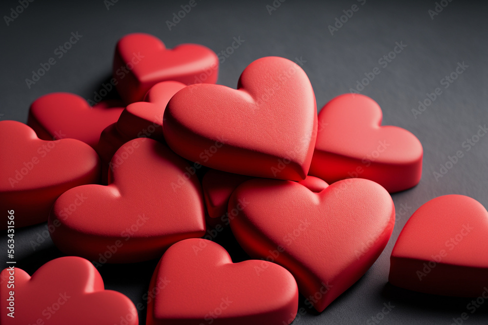 Fototapeta premium a pile of thin red hearts made by generative ai