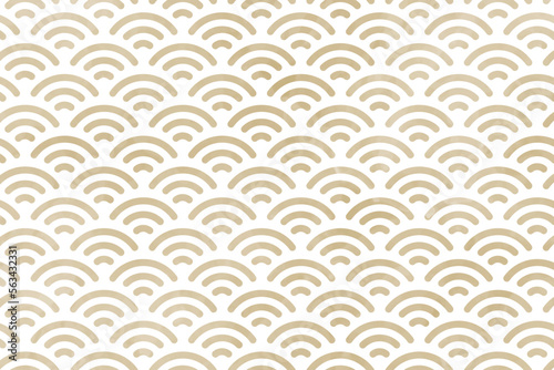 水彩風の青海波の透過背景イラスト。