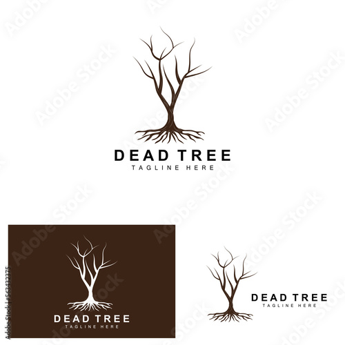 Tree Logo Design, Dead Tree Illustration, Wild Tree Cutting, Global Warming Vector, Earth Drought, Product Brand Icons