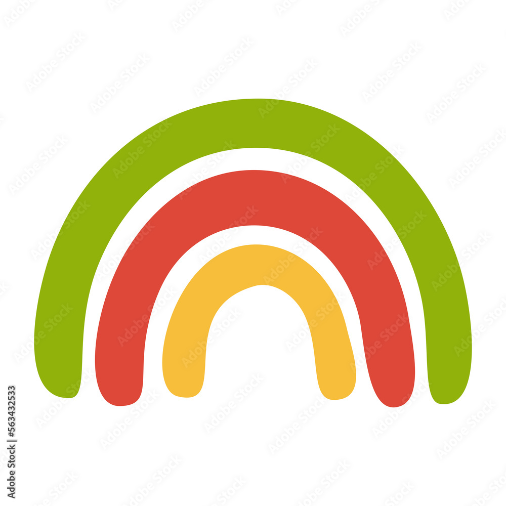 cute rainbow in bohemian style vector illustration for graphic design and decorative element, green, red, and yellow cute rainbow in bohemian style vector illustration for graphic design and decorative element, green, red, and yellow