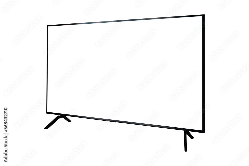 Fototapeta premium Smart Tv with blank screen isolated on white background. Suitable for advertising and decoration in various projects.