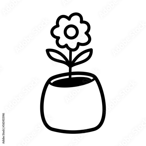cute flowers in a clay pot symbol and icon flat design