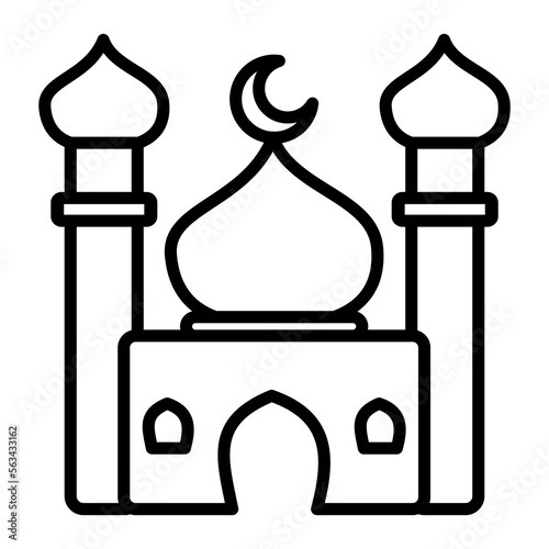 cute mosque symbol and icon, hand drawn mosque illustration