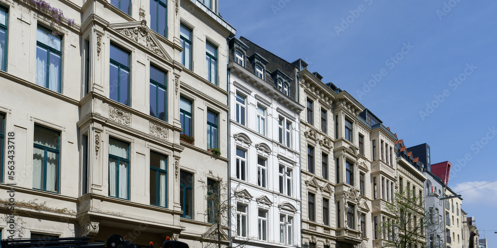 beautifully restored historic facades in the belgian quarter of cologne