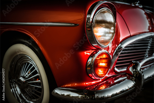 classic red car headlight, Generative ai