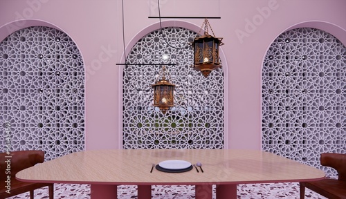 3d illustration interior islamic thame