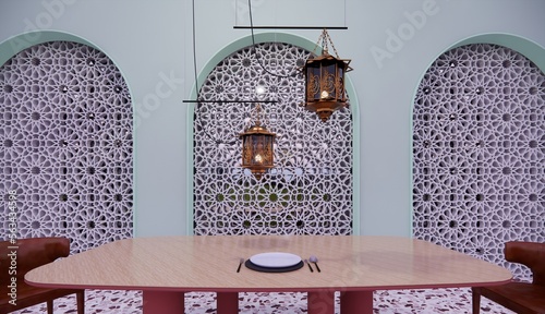 3d illustration interior islamic thame