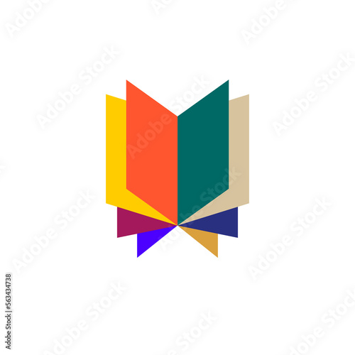 Book pages fan icon. Flat vector illustration isolated on white