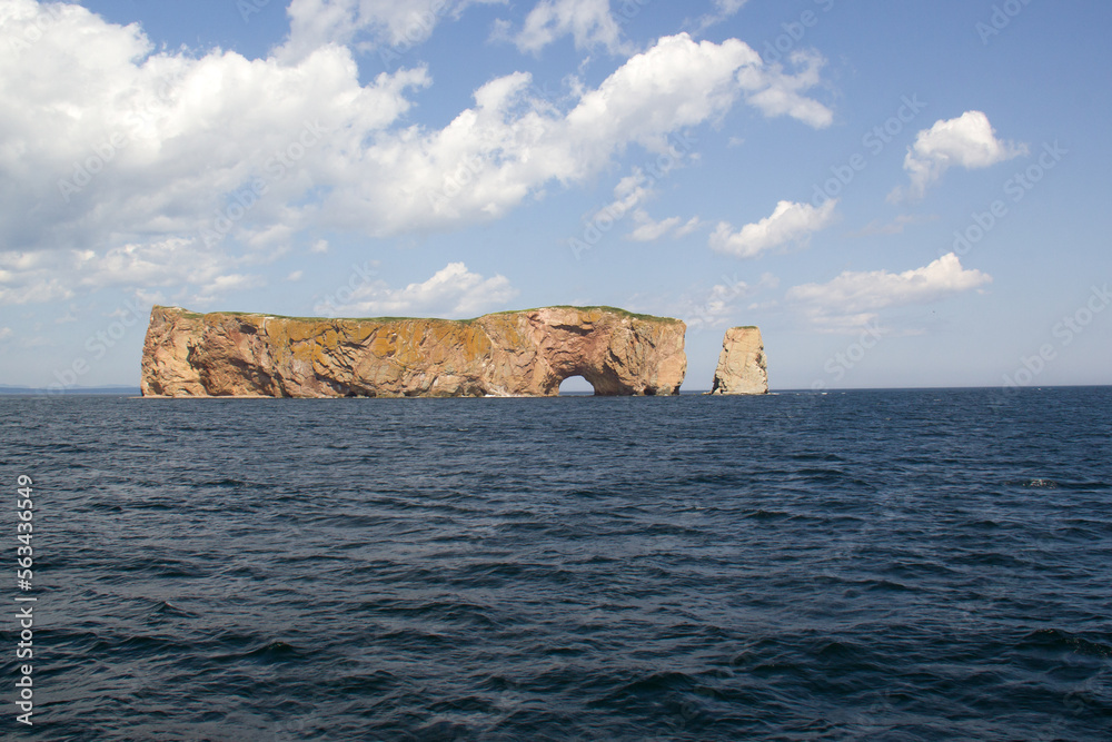 Roché Percé, a natural hole in a huge rock in the ocean