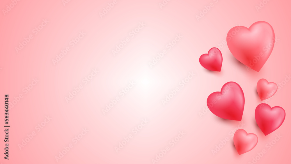 Valentine's day background with 3d realistic heart for wallpaper, or presentation