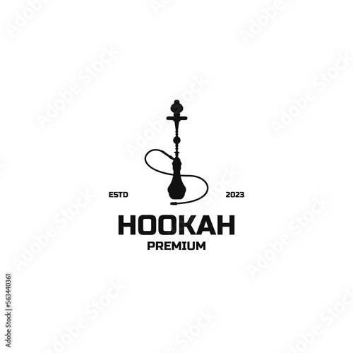 Flat hookah shisha smoking silhouette logo design vector template for cafe shop club lounge