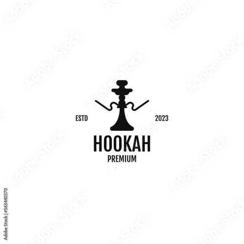 Flat hookah shisha smoking silhouette logo design vector template for cafe shop club lounge