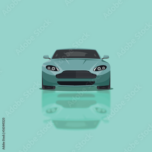 Sportive car vector Ilustration flat solid front view
