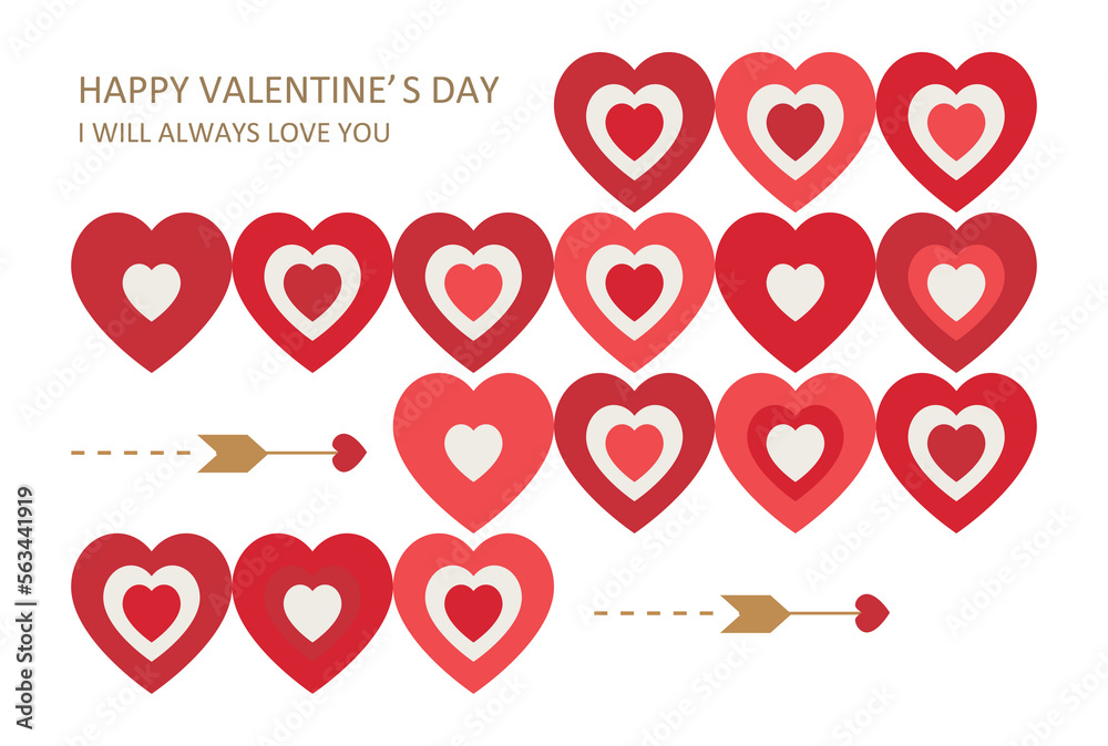 Valentine card design. Simple hearts and arrow. For greeting card,Flyer,poster and banner etc.