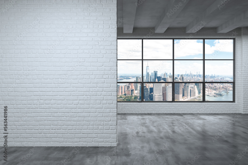 Downtown New York Lower Manhattan City Skyline Buildings from High Rise