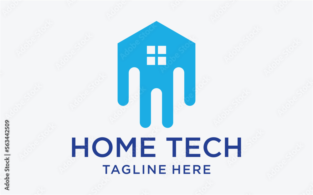 logo design home real estate with technology modern
