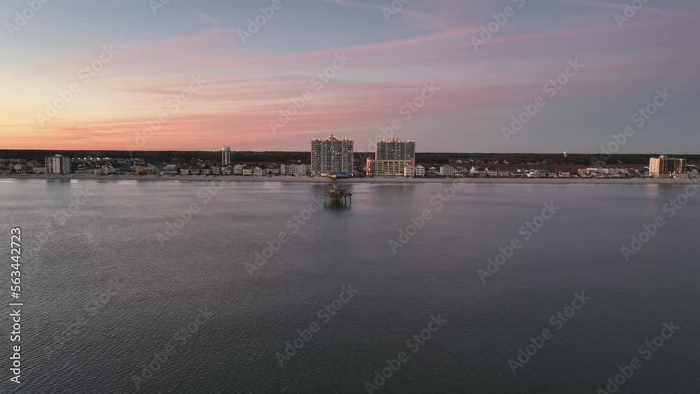 Aerial view of a pier in North Myrtle Beach, SC, USA. Aerial view of a pier in North Myrtle Beach, SC, USA.
