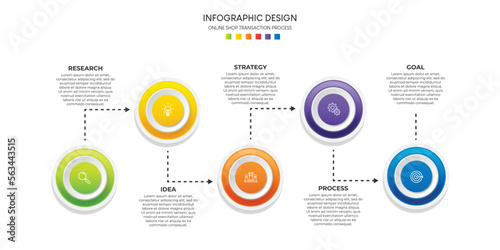 Steps business data visualization timeline process infographic template design with icons