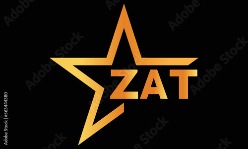 ZAT golden luxury star icon three letter logo design vector template. royal logo | luxury logo | jewelry logo | premium logo | iconic logo | Victoria logo |	 photo