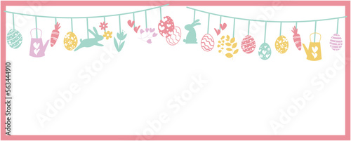 Happy easter decoration background. Easter elements decoration frame for event, invitation, background and banner design. Vector illustration.