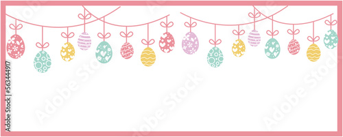 Happy easter decoration background. Easter elements decoration frame for event, invitation, background and banner design. Vector illustration.