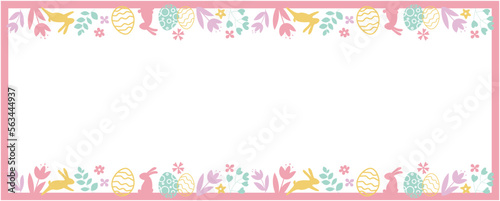 Happy easter decoration background. Easter elements decoration frame for event, invitation, background and banner design. Vector illustration.