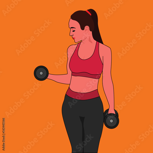 woman with dumbbells Fitness Gym Vector Illustration