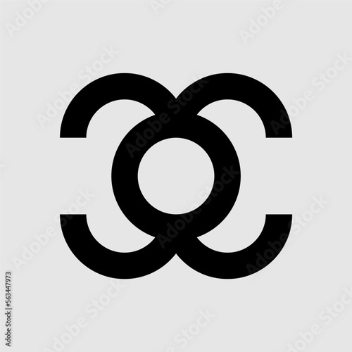 Initial letter CC or COC logo template with geometric circle line art illustration in flat design monogram symbol