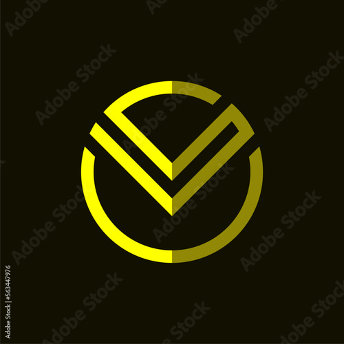 Initial letter S logo tempalate with geometric circle robot head line art illustration in flat design monogram symbol