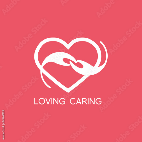 Love care concept vector logo design. Logo can be used for valentine's day card, wedding card, health business.