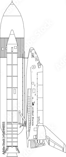 drawing of a sketch vector illustration of nasa space shuttle design