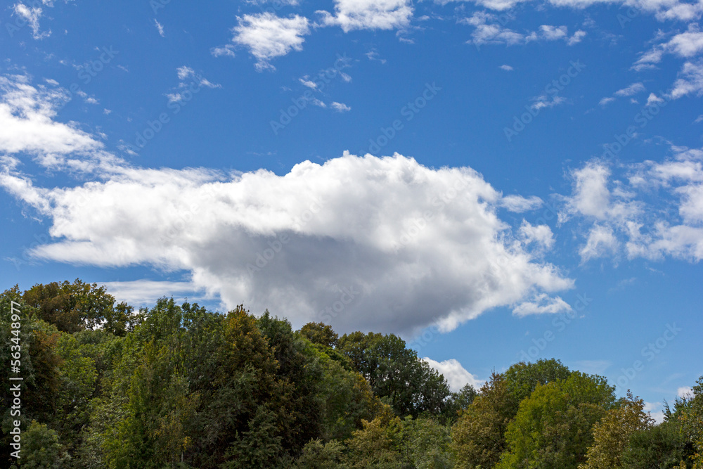 panorama of the sky and clouds on a sunny day, the natural state of the weather.