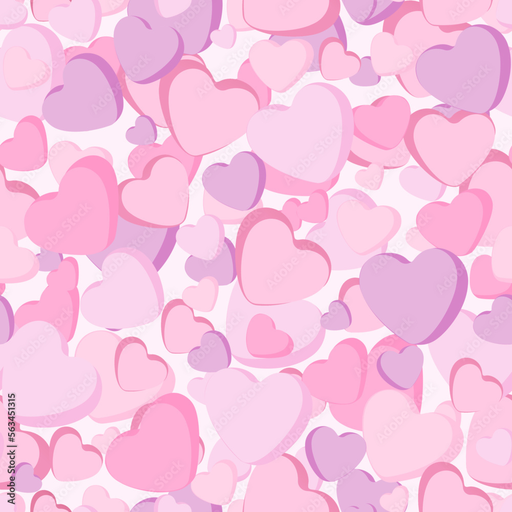 Pink pastel color hearts. Geometric seamless pattern