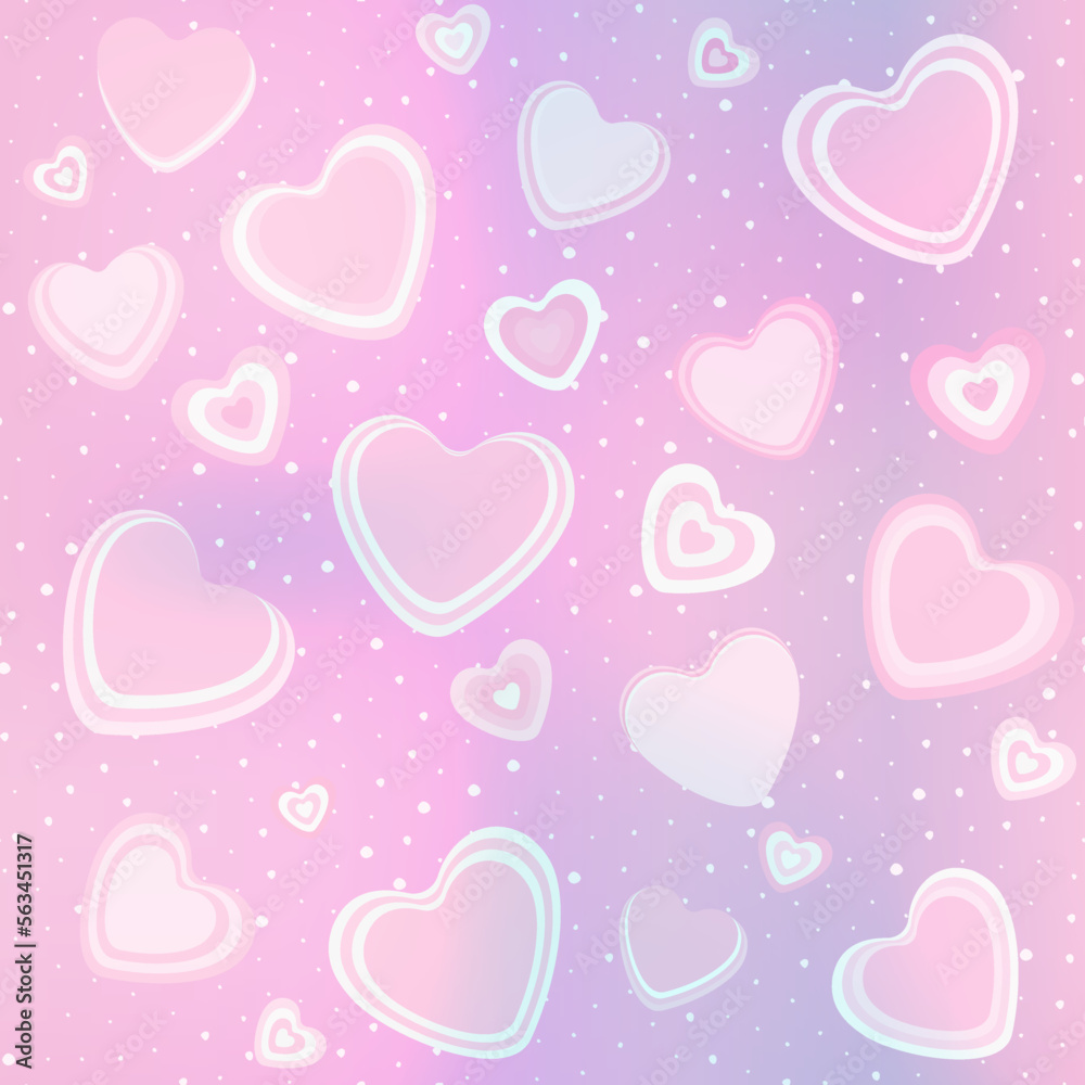 Pink simple hearts with star background. Seamless pattern Pink simple hearts with star background. Seamless pattern
