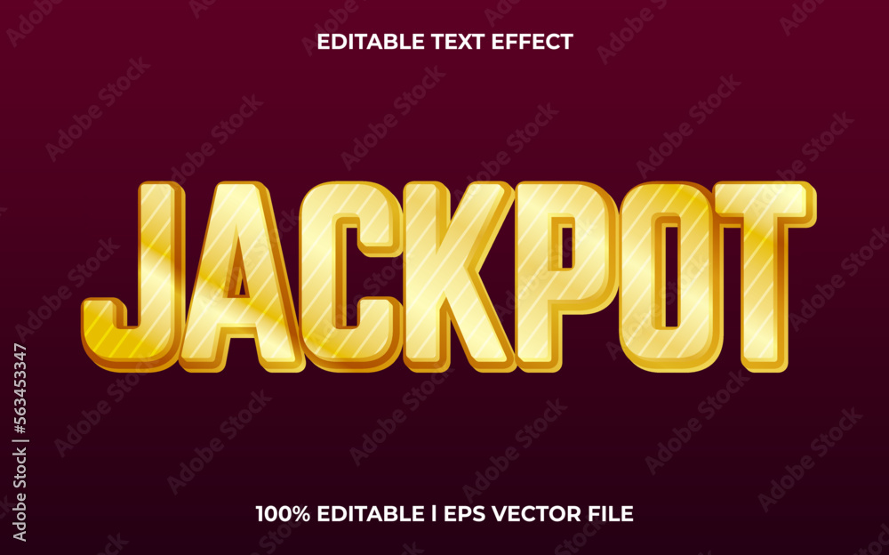 jackpot editable text effect, lettering typography font style, golden 3d text for tittle