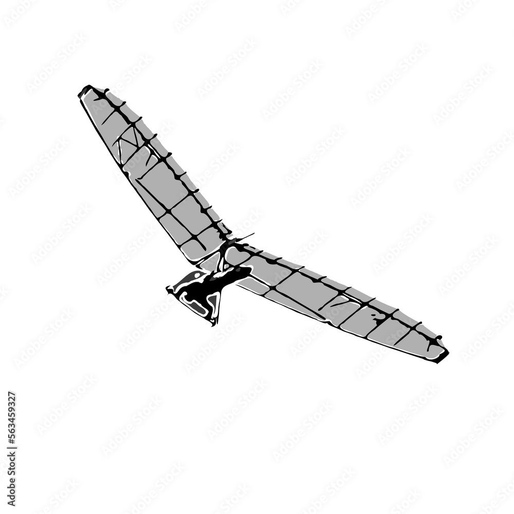hang gliding black and white sketch with a transparent background hang gliding black and white sketch with a transparent background