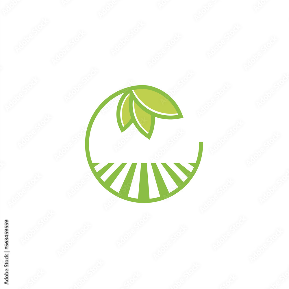 Agriculture logo design, agronomy, wheat farm, rural country farming field, natural harvest vector.