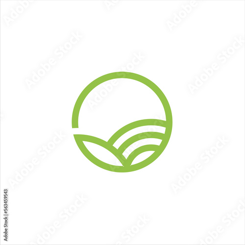 Agriculture logo design, agronomy, wheat farm, rural country farming field, natural harvest vector.