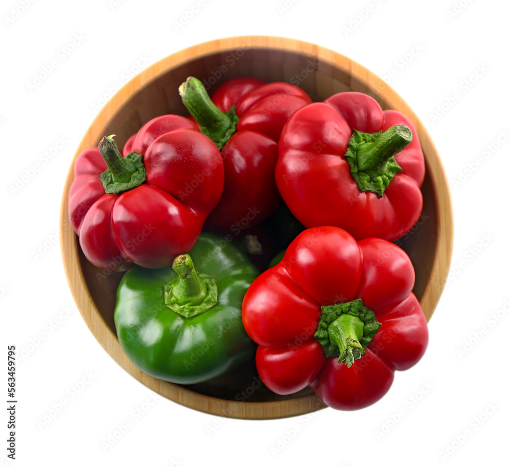 Bowl of fresh bell peppers isolated on white background Bowl of fresh bell peppers isolated on white background