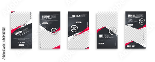 Set Of food post story social media banner template design. Creative design, easy Use for promotions you product. story food for your restaurant promotion.