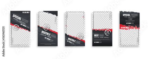 Set Of food post story social media banner template design. Creative design, easy Use for promotions you product. story food for your restaurant promotion.