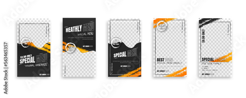Set Of food post story social media banner template design. Creative design, easy Use for promotions you product. story food for your restaurant promotion.