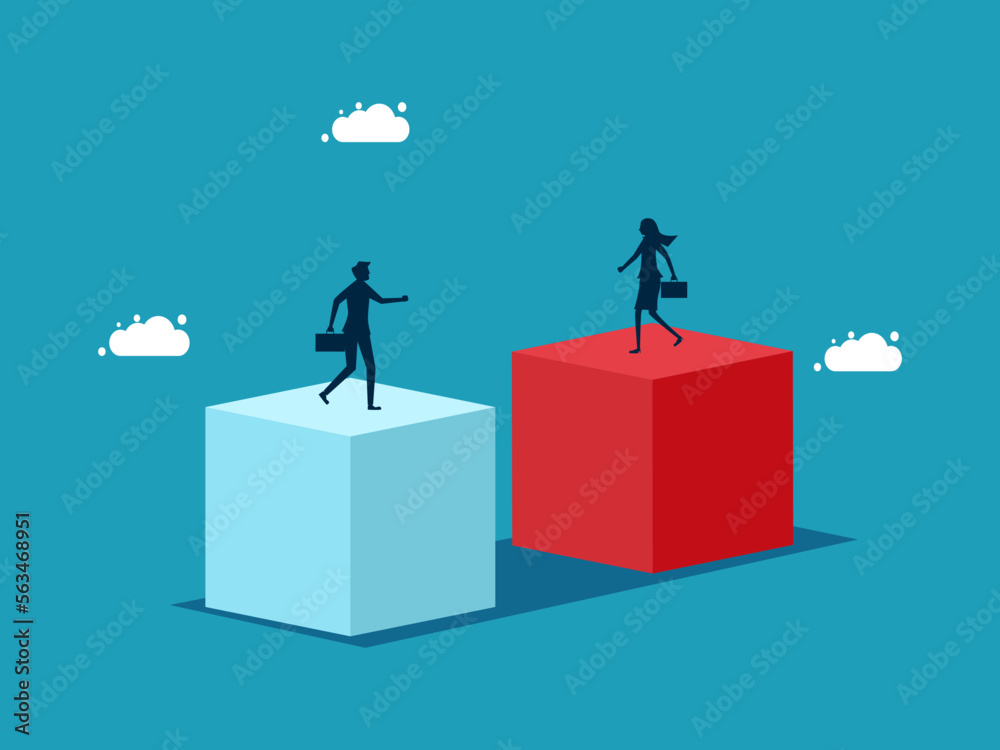 Business differentiation concept. Different red and white cubes. business concept vector