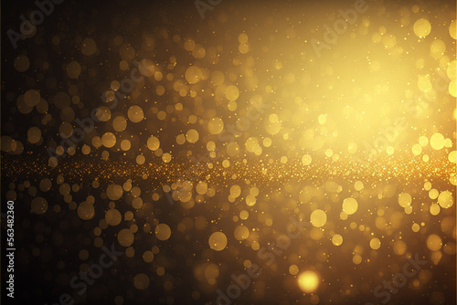 Golden Abstract shiny color gold wave design element with glitter effect on dark background. generative AI