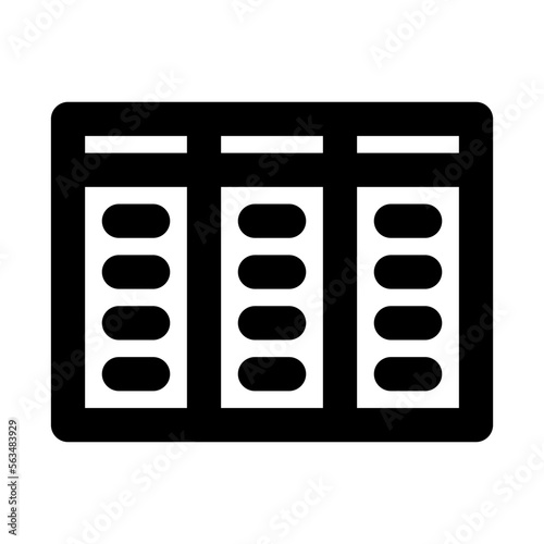 Datatable Isolated Silhouette Solid Line Icon with datatable, table Infographic Simple Vector Illustration