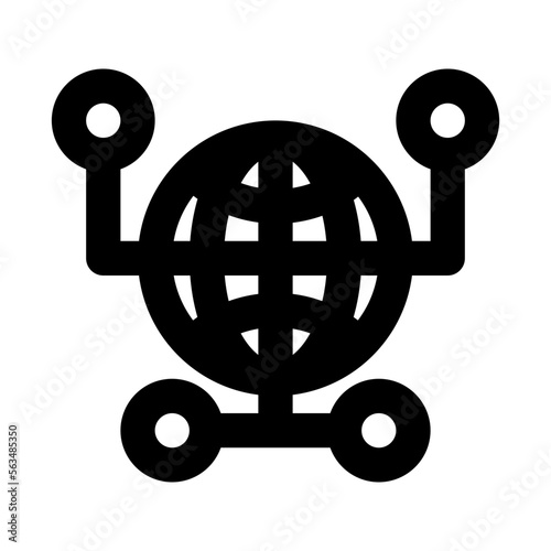 Digitalization Isolated Silhouette Solid Line Icon with digitalization, globe Infographic Simple Vector Illustration