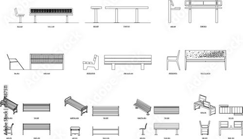 Vector sketch illustration of a minimalist bench for the park